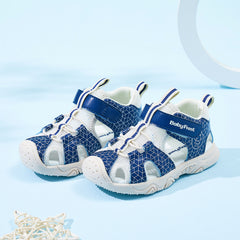 BabyFront 幼童水鞋 - 藍色幾何網紋包頭涼鞋