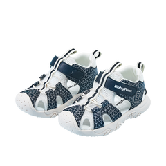 BabyFront 幼童水鞋 - 藍色幾何網紋包頭涼鞋