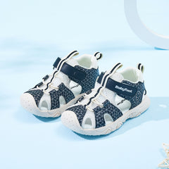 BabyFront 幼童水鞋 - 藍色幾何網紋包頭涼鞋