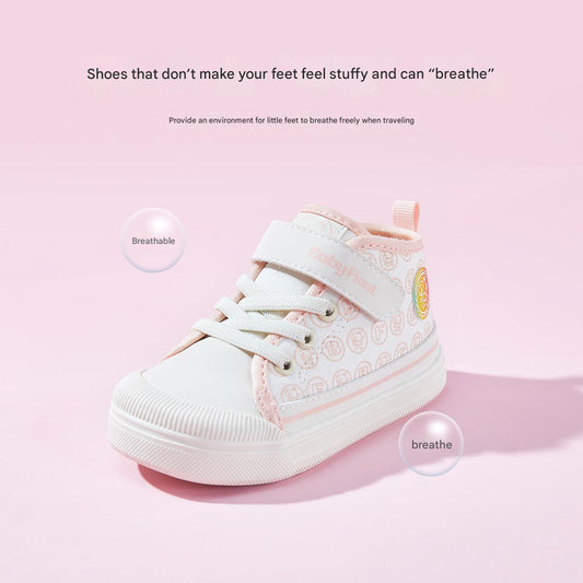 BabyFront CozyStep 中筒幼兒鞋 – 粉紅卡通印花學步鞋