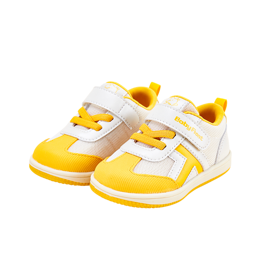 BabyFront 幼童艷陽運動鞋－白色網布鞋面搭配黃色點綴與彈性鞋帶