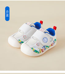 BabyFront 幼兒學步鞋 - 白色網布配彩色卡通動物圖案